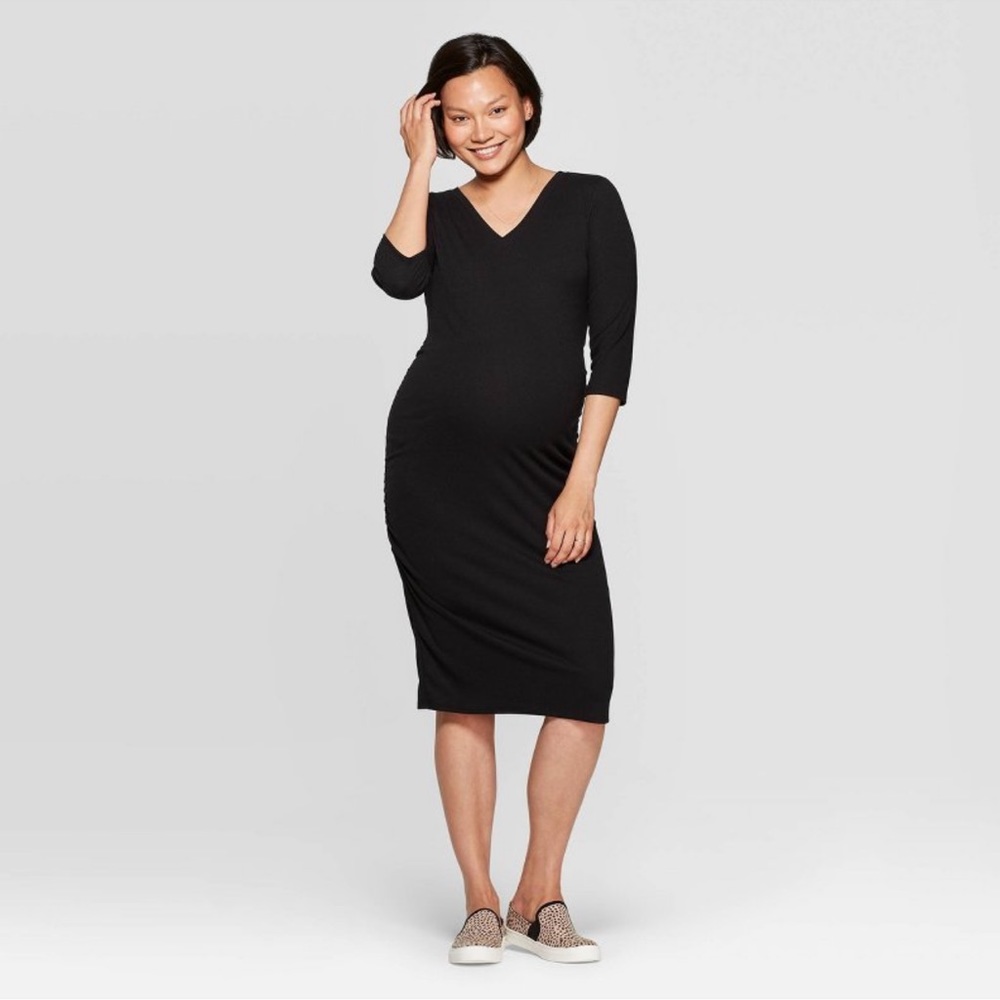 3/4 Sleeve Ribbed T-shirt maternity dress